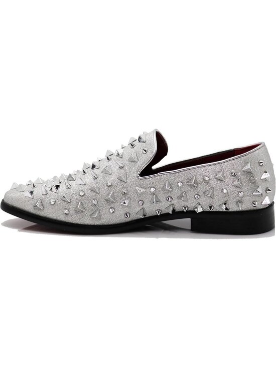 Enzo Romeo Men\'s Silver Solid Rubber Sole Vintage Loafers Slip On Classic Shoes main image 6